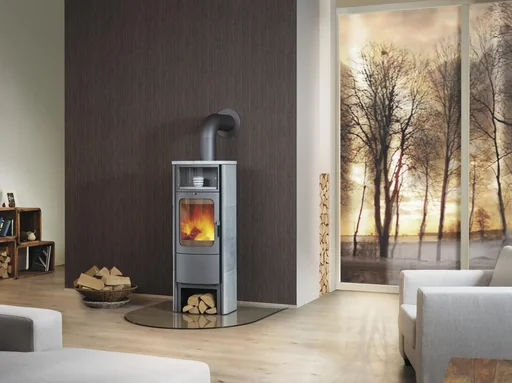 "Fireplace Opera-B Grande (7 kW) cream-white, continuous burning, automatic image"