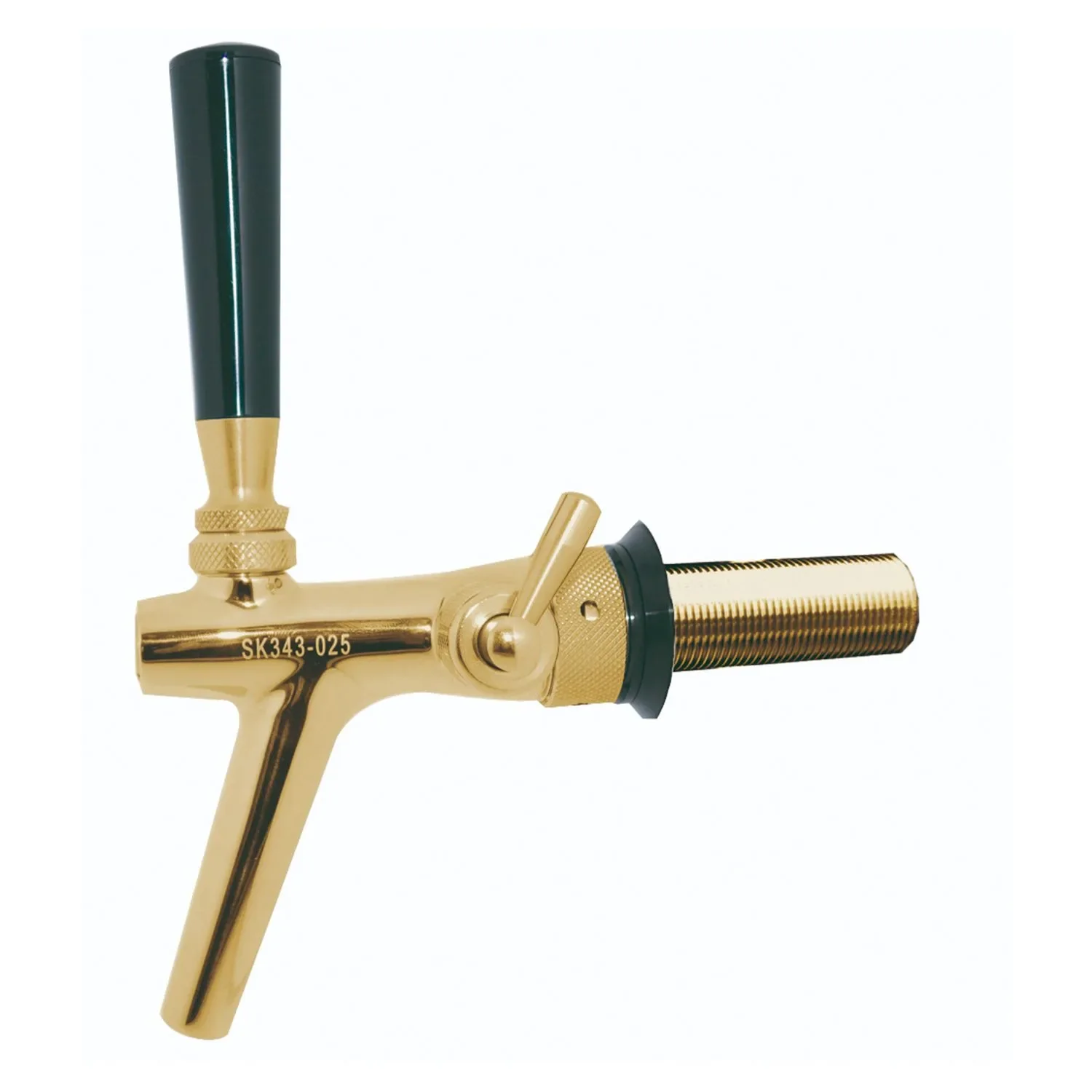 Beer tap, Beer faucet, Compensator tap - made of stainless steel, model - P3500, gold coloured, thread length: 35 mm