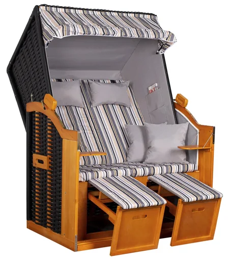 "Beach chair "Ostsee" striped olive/grey image"