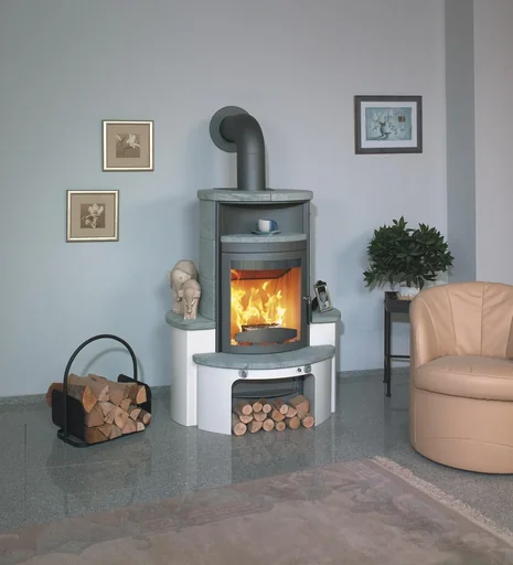 "Wood-burning stove - Avenso ECOplus 8 kW - cream-white tiles image"