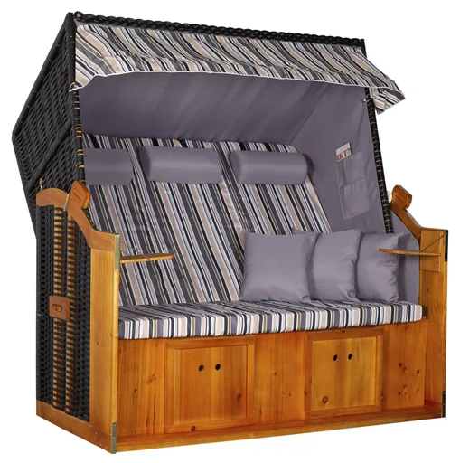 "Beach chair "Ostsee" XXL striped in olive/grey image"