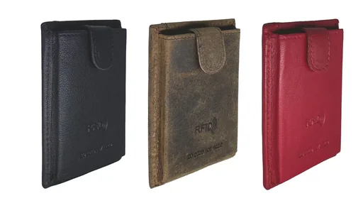 "Credit card wallet "Push & Pull", brown image"