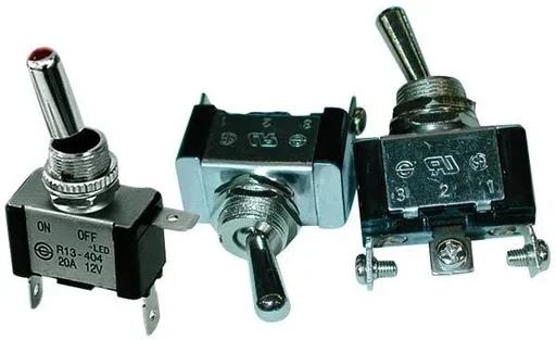 "Metal toggle switch 12 V/ 20 A, with red LED - 2 functions image"