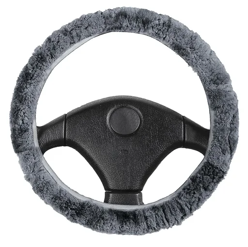 "Lambskin steering wheel cover, beige image"