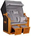 Beach chair "Ostsee" striped royal grey