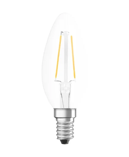 "LED STAR FILAMENT candle with 2.5 watts, E14, clear, cool white image"
