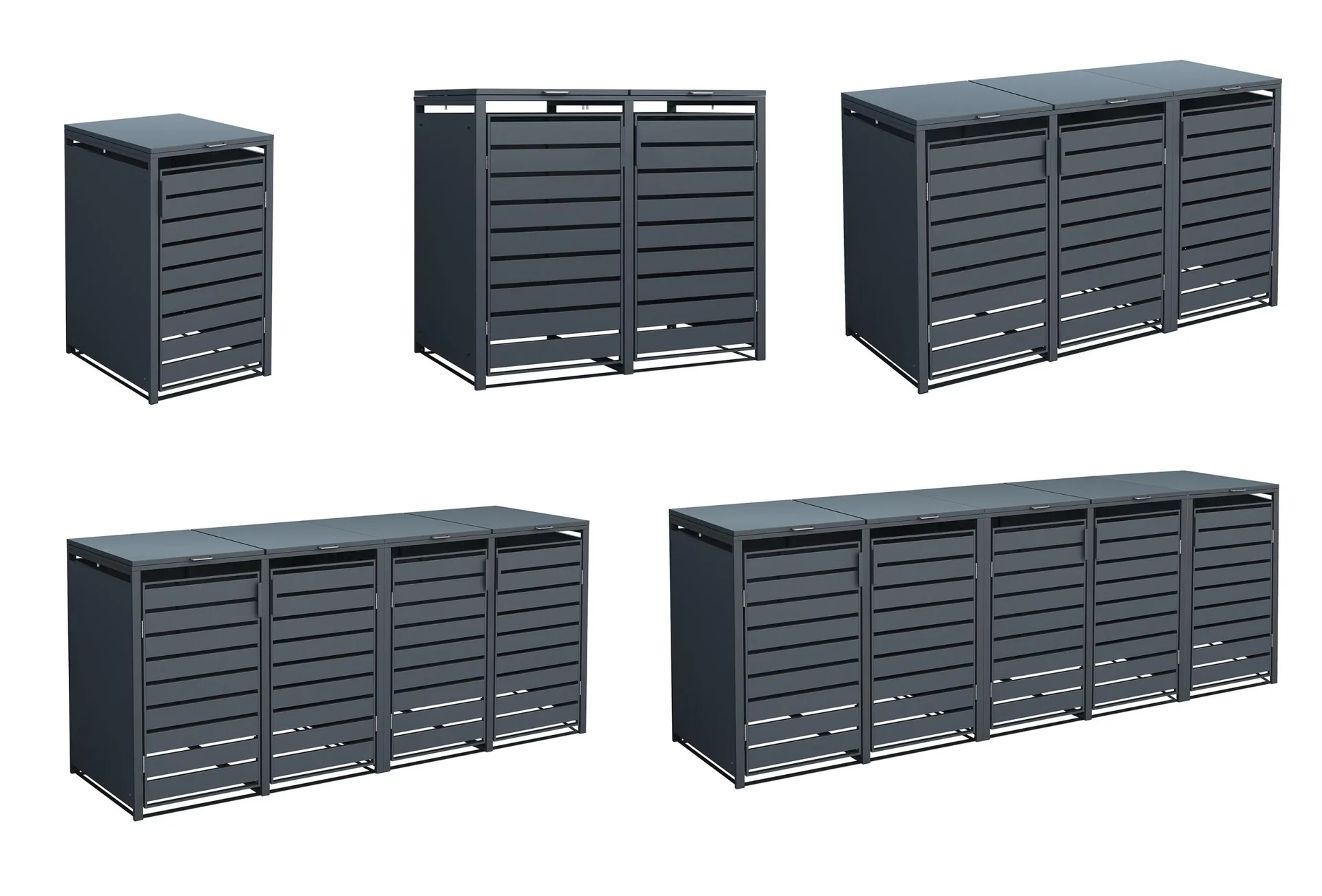 Wheelie Bin Storage Kubus for 2x 240 L, 132×80×116 cm, Anthracite – powder-coated steel