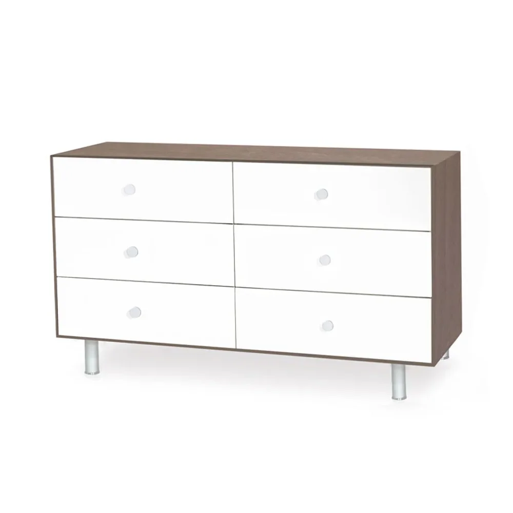 "Oeuf Chest of drawers Merlin 6 drawers white/walnut feet classic image"