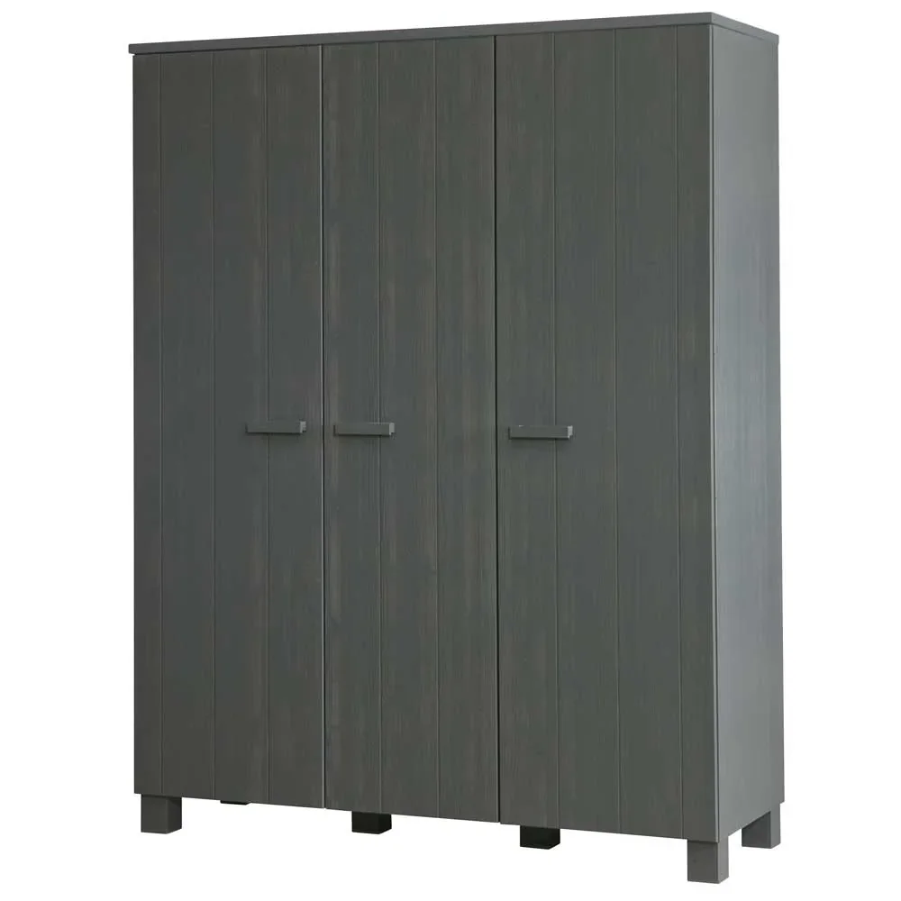 "Wood 3 door cabinet Dennis steel gray image"