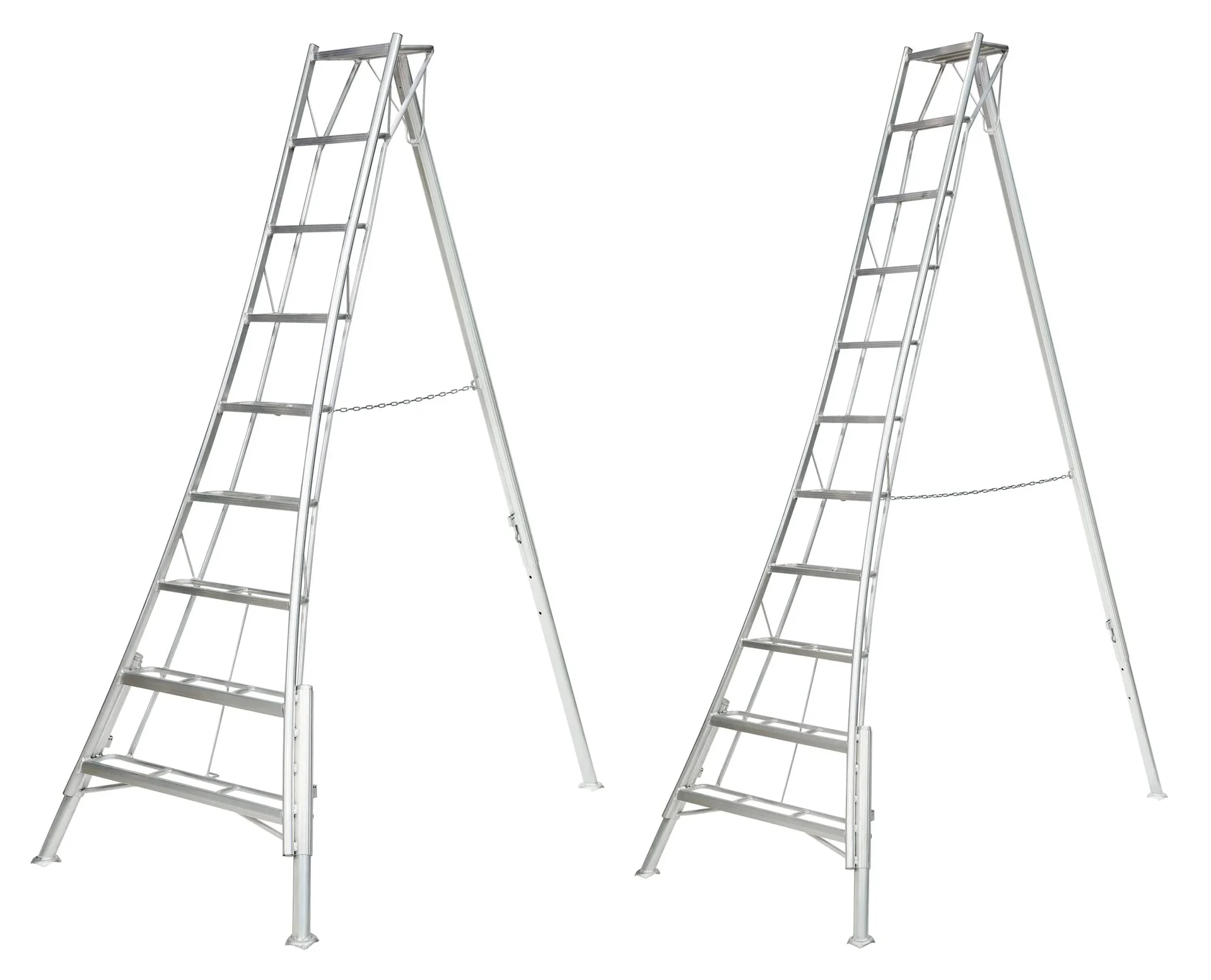 "Tripod Garden Ladder 3-Leg 140×267.5×361 cm Aluminum Silver – Height-Adjustable Support Leg image"