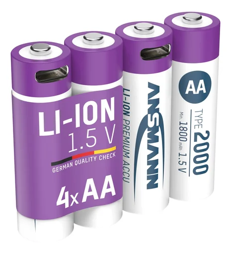 "Lithium Ion Mignon (AA) batteries USB-C - 4 pieces, safety shutdown image"