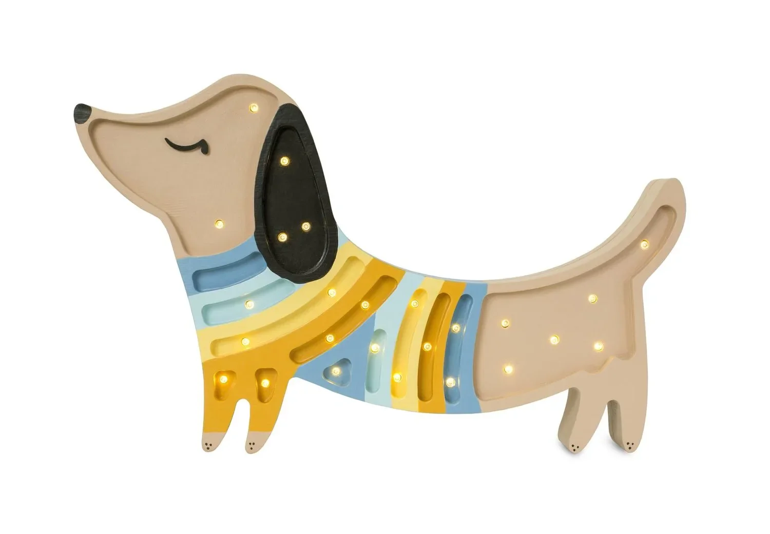 "Little Lights children's night light, puppy night lamp – 100% natural pine wood, color: Strawberry Cream image"