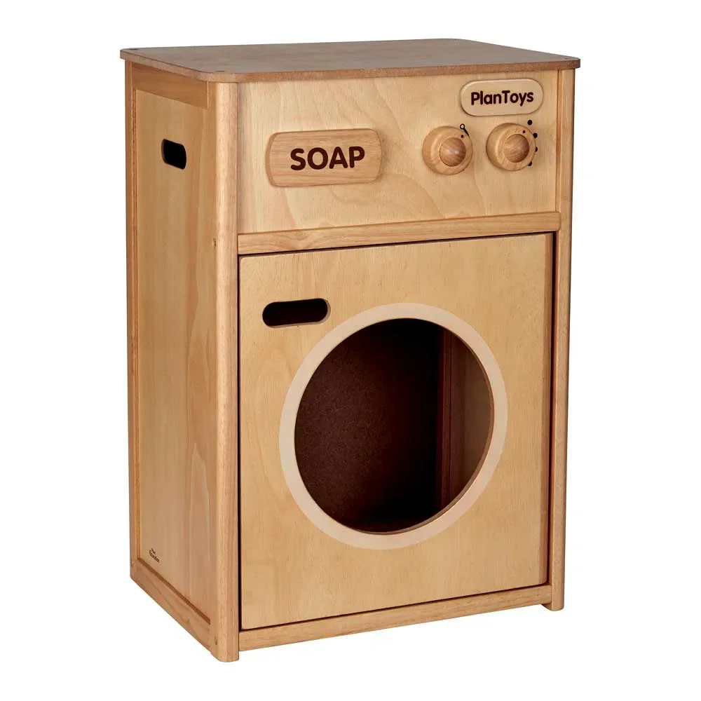 "Plan Toys Children's washing machine wood image"