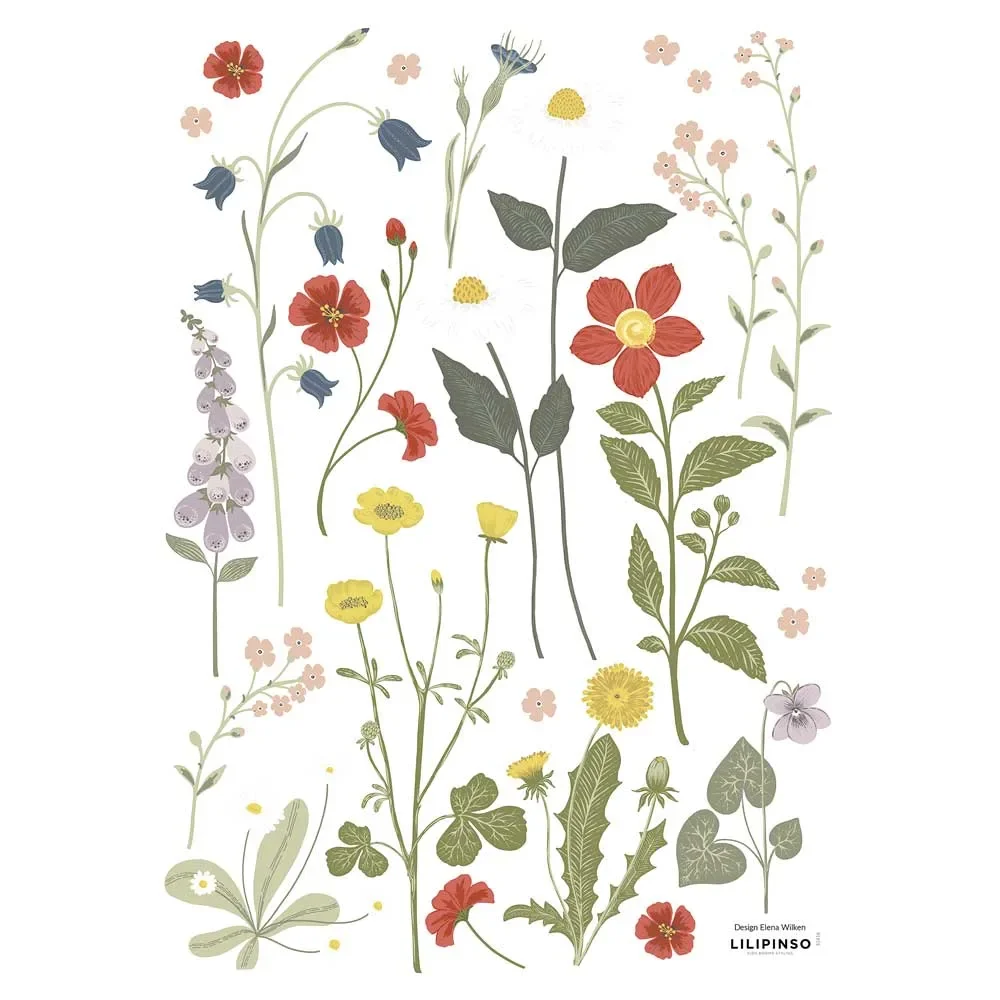 "Lilipinso Wall Sticker A3 summer flowers 1 gray pastel image"