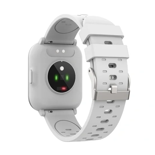 "Bluetooth Smartwatch with body temperature sensor, blood oxygen saturation and heart rate sensor, white image"