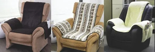 "Armchair cover with armrests, pure new wool, natural color image"