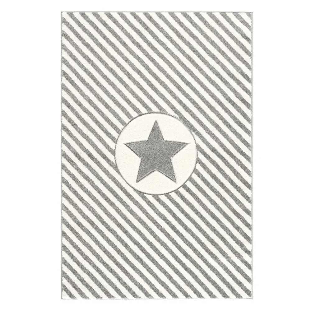 "Livone carpet star & diagonal stripes gray, Carpet size: 120 x 180 cm image"