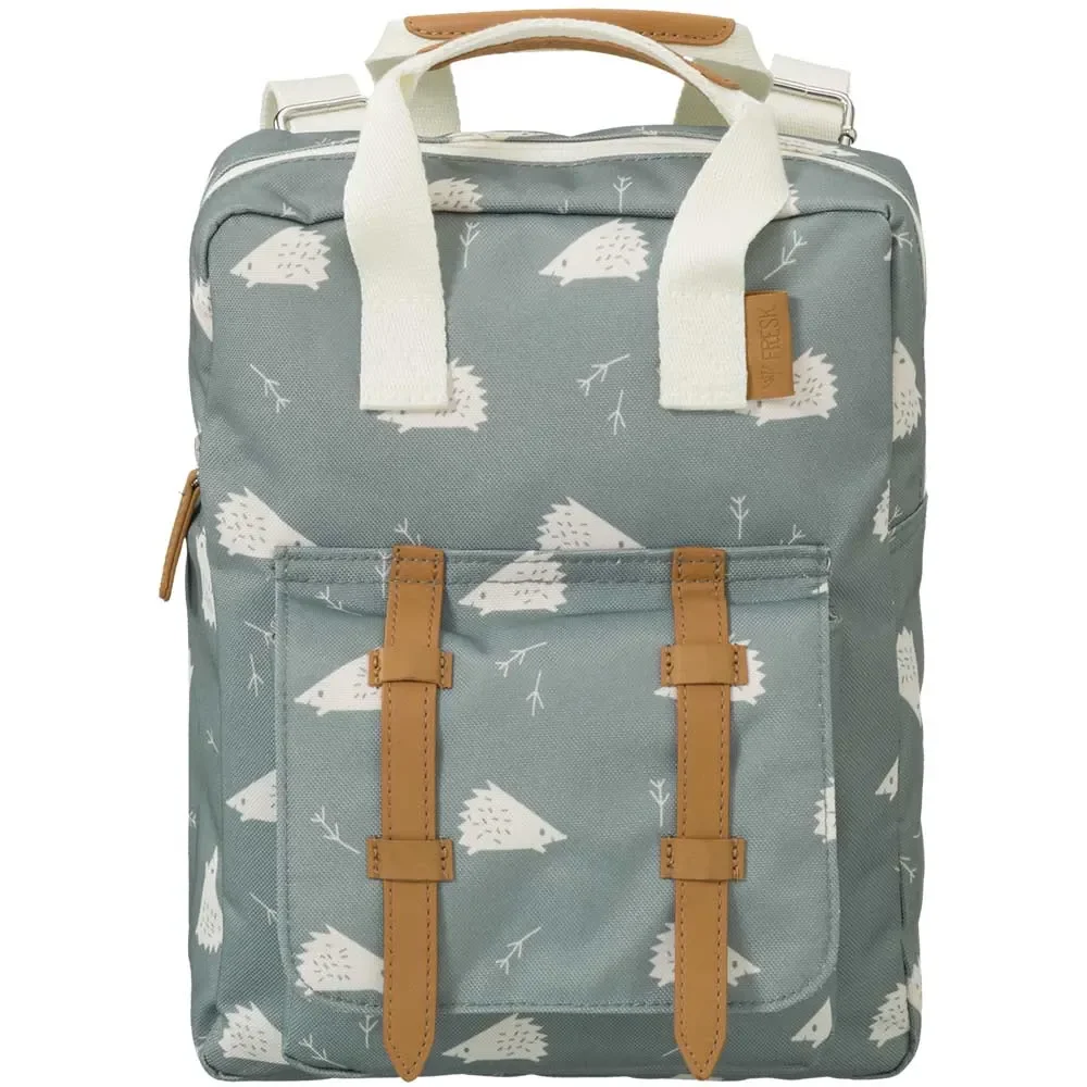 "Fresk children's backpack hedgehog blue gray image"