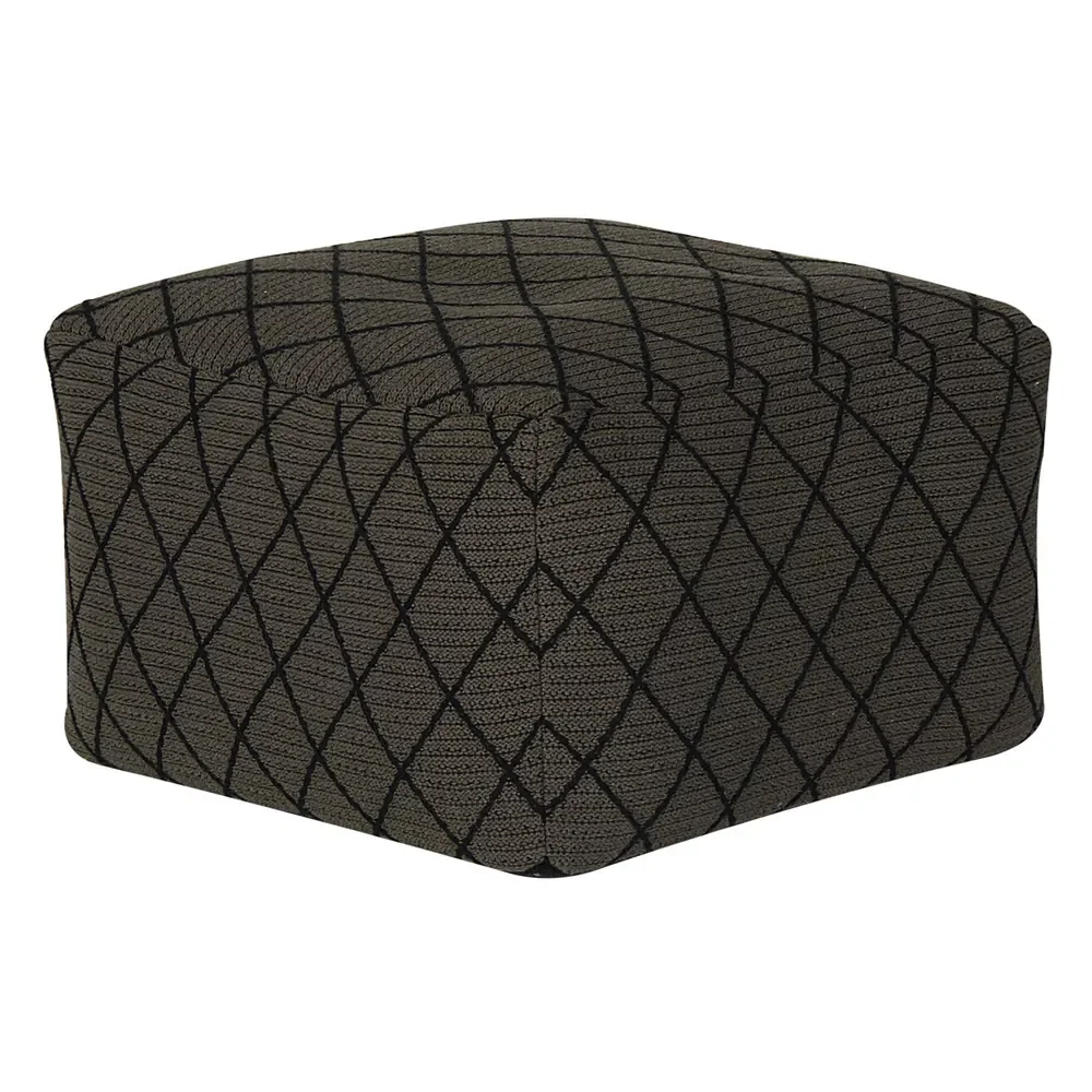 "Quax Stool / Pouff diamond pattern Taupe black image"