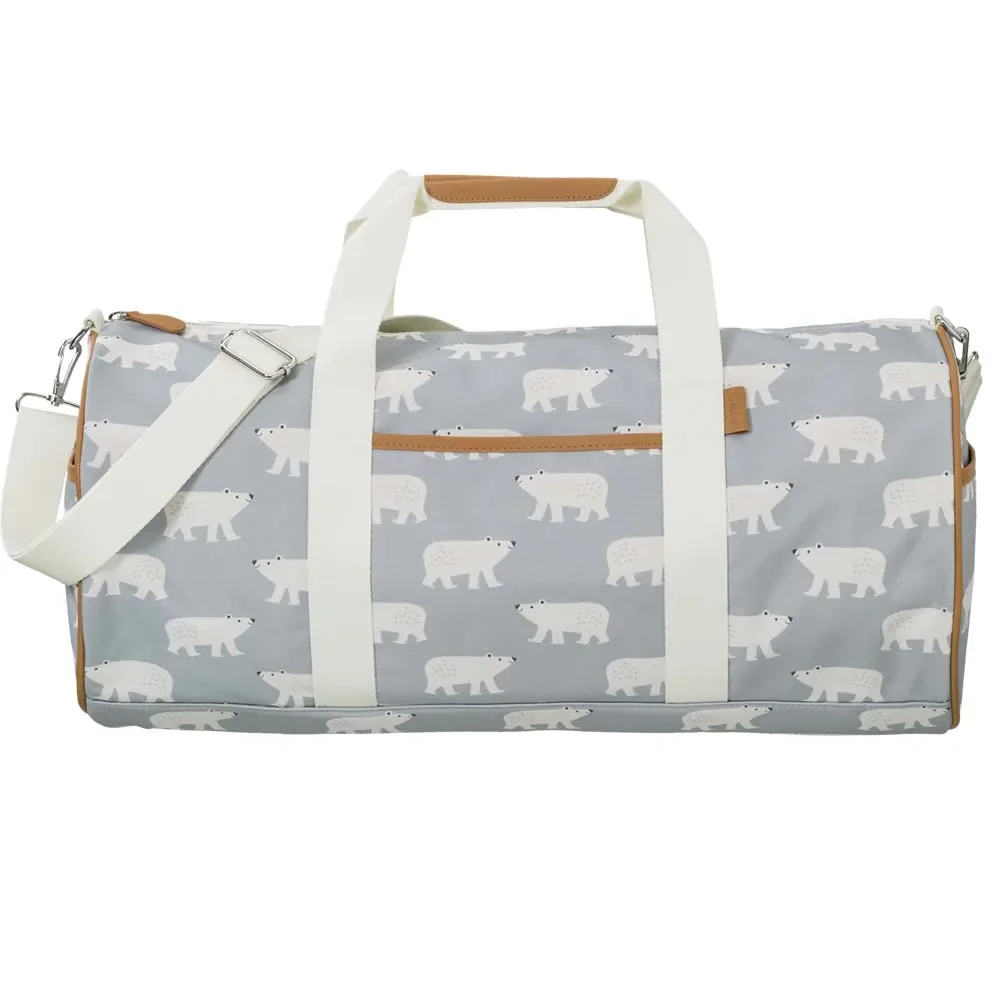 "Fresk large travel bag polar bear blue gray image"