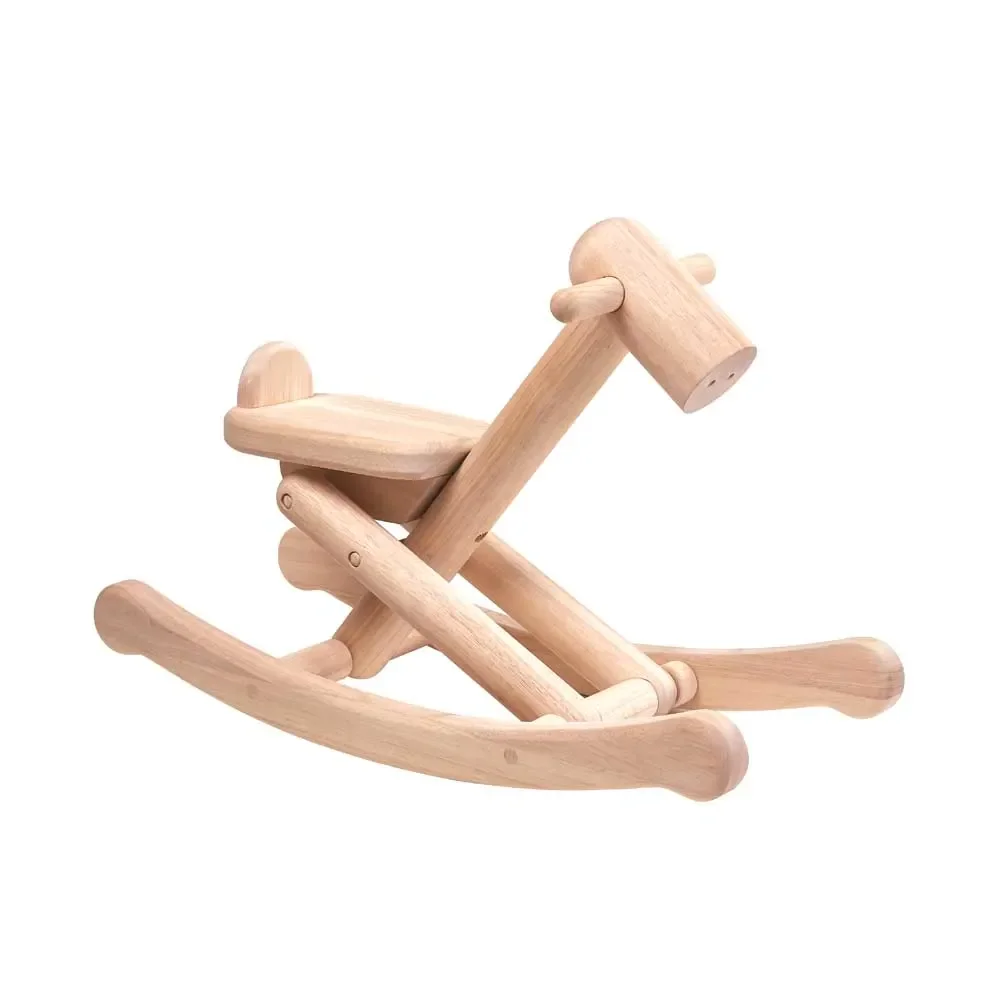 "Plan Toys rocking horse foldable wood nature image"