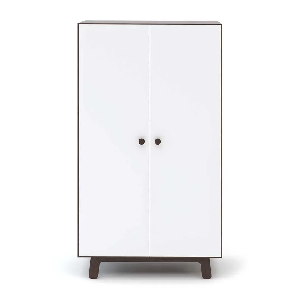"Oeuf Wardrobe Merlin walnut with white image"