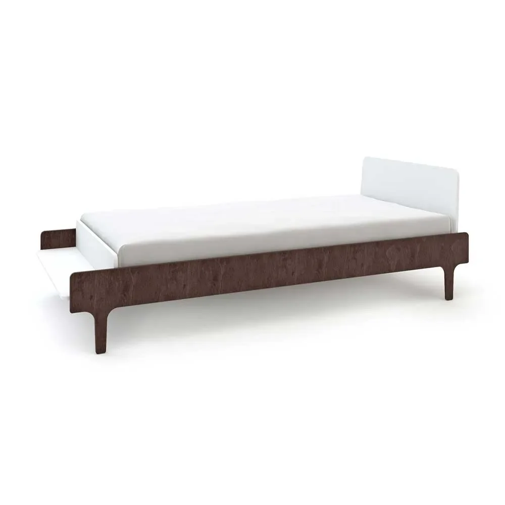"Oeuf River single bed walnut with white image"