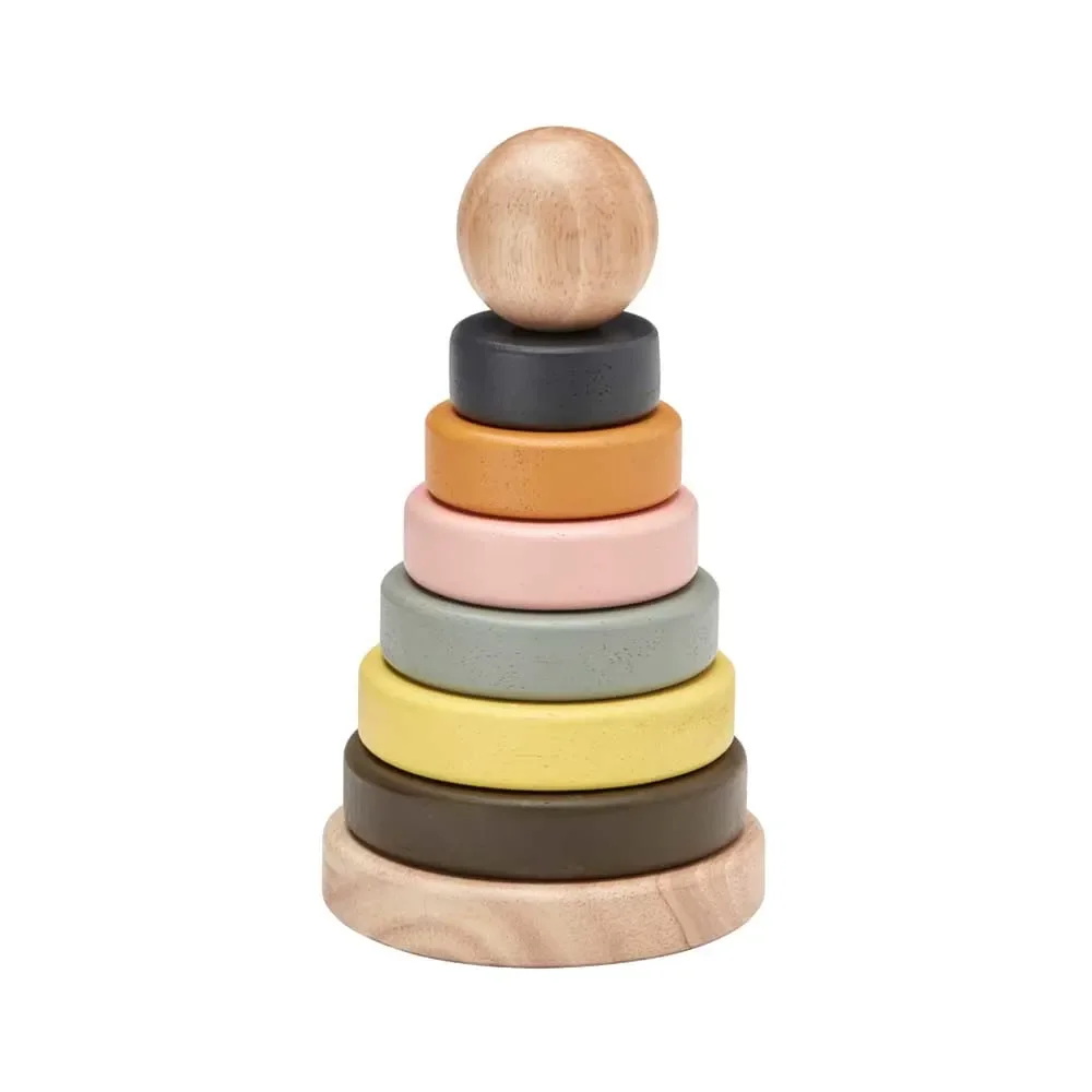 Kids concept stacking tower rings pastel gray curry
