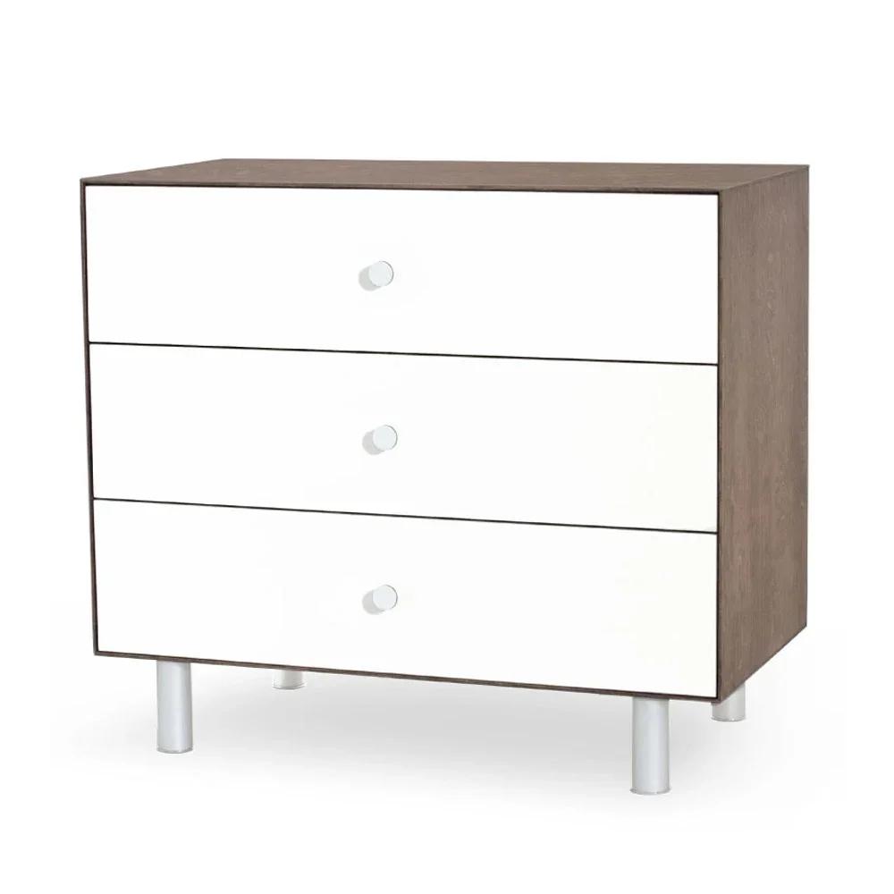 "Oeuf Chest of drawers Merlin 3 drawers white/walnut feet classic image"