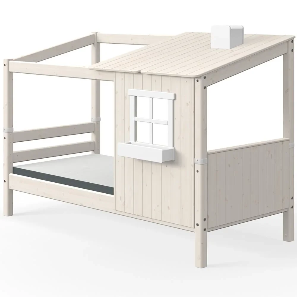 Flexa single bed house with half roof white