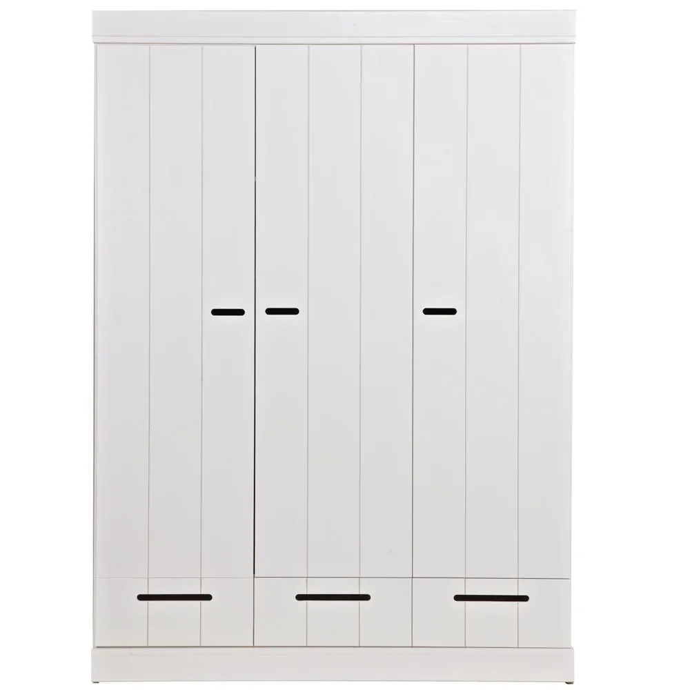 "Wood cabinet 3 door expandable drawer wood white image"