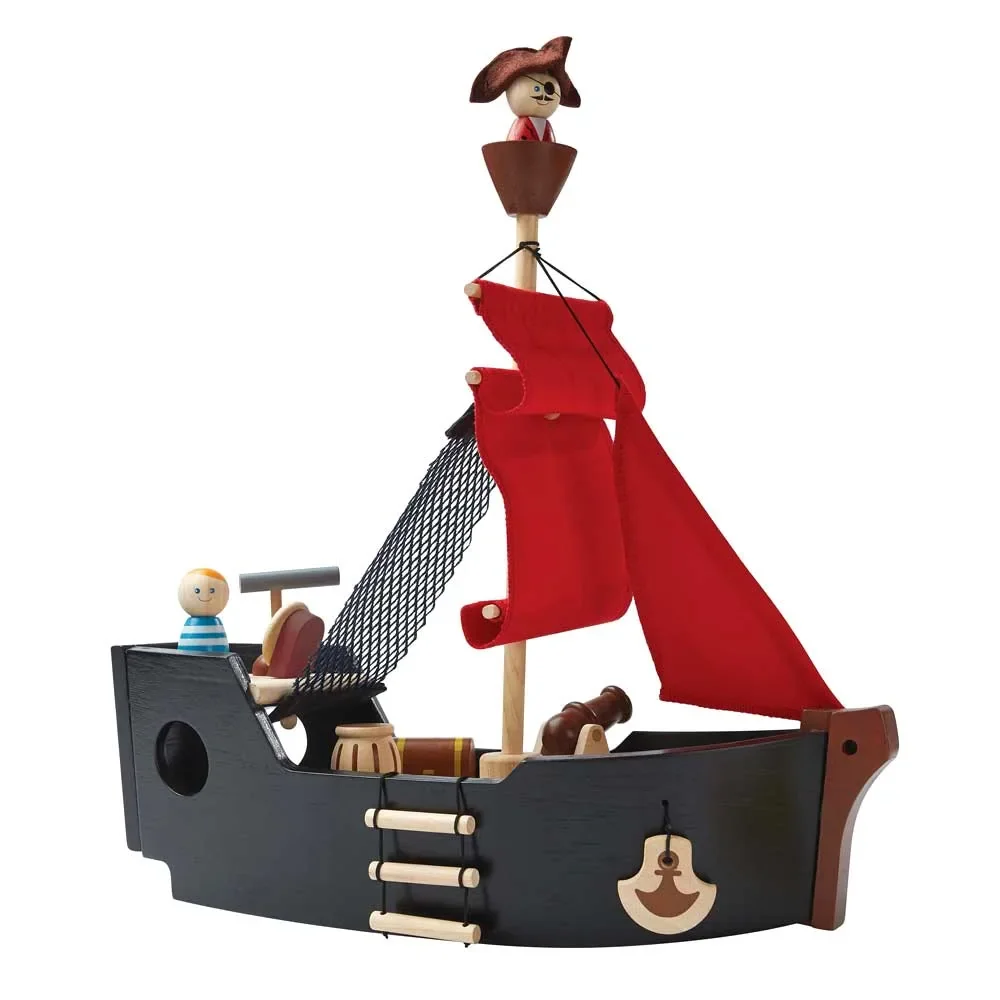 "Plan Toys Toys Pirate Ship Wood Black image"