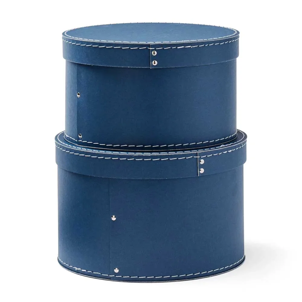 "Kids Concept 2 Set round cardboard box dark blue image"