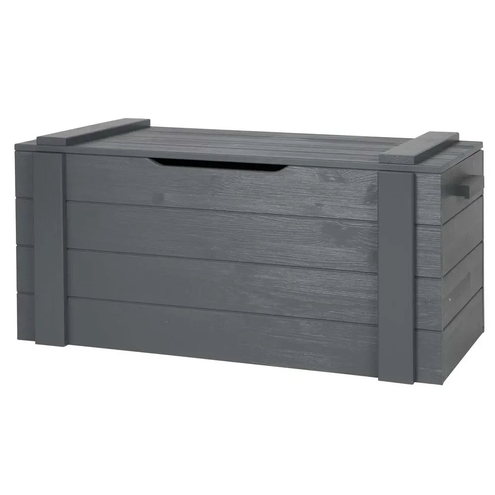 "Wood toy chest Dennis Stahlgrau image"