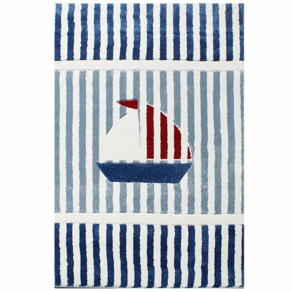 "Livone children's carpet sailboat blue red white, Size: 160 x 230 cm image"