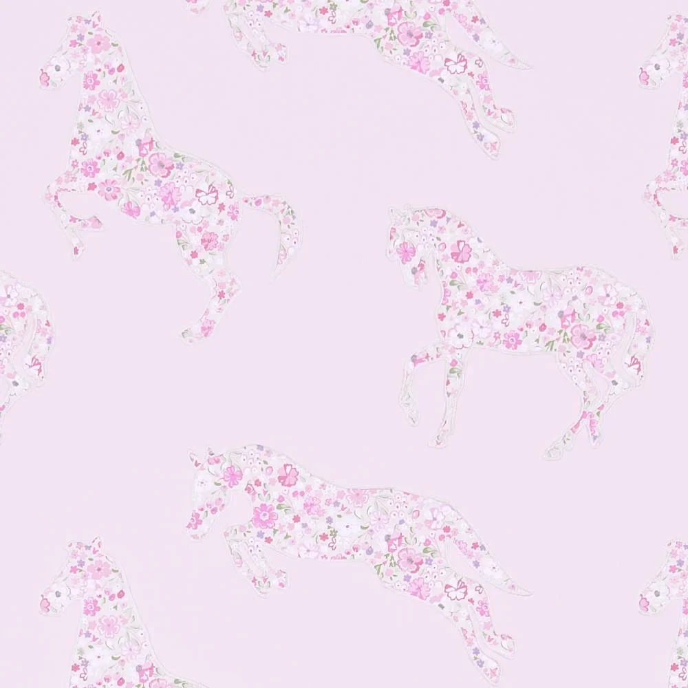 Little Sanderson Abracazoo wallpaper flowers horses pink