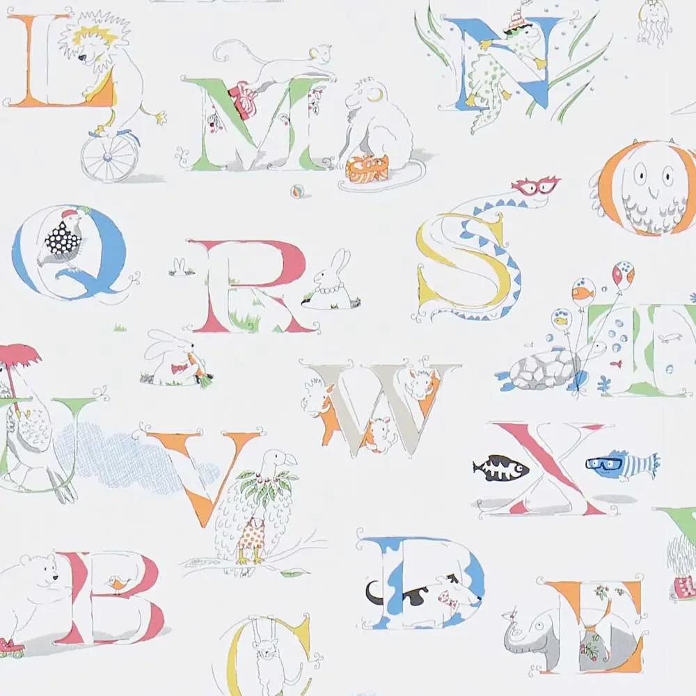 "Little Sanderson Abracazoo Motive Motor Alphabet embroidered cream rainbow image"