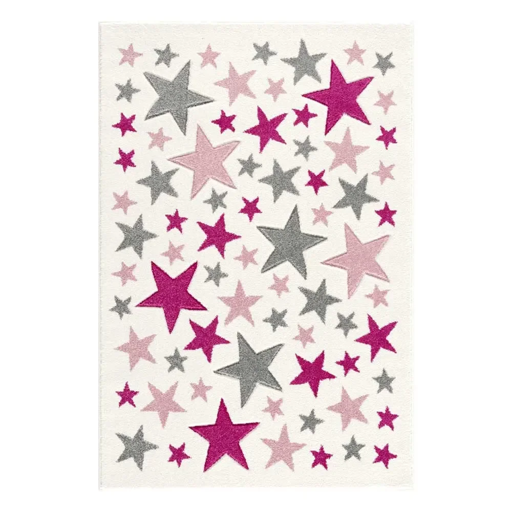 "Livone children's carpet stella stars pink gray, Carpet size: 160 x 230 cm image"