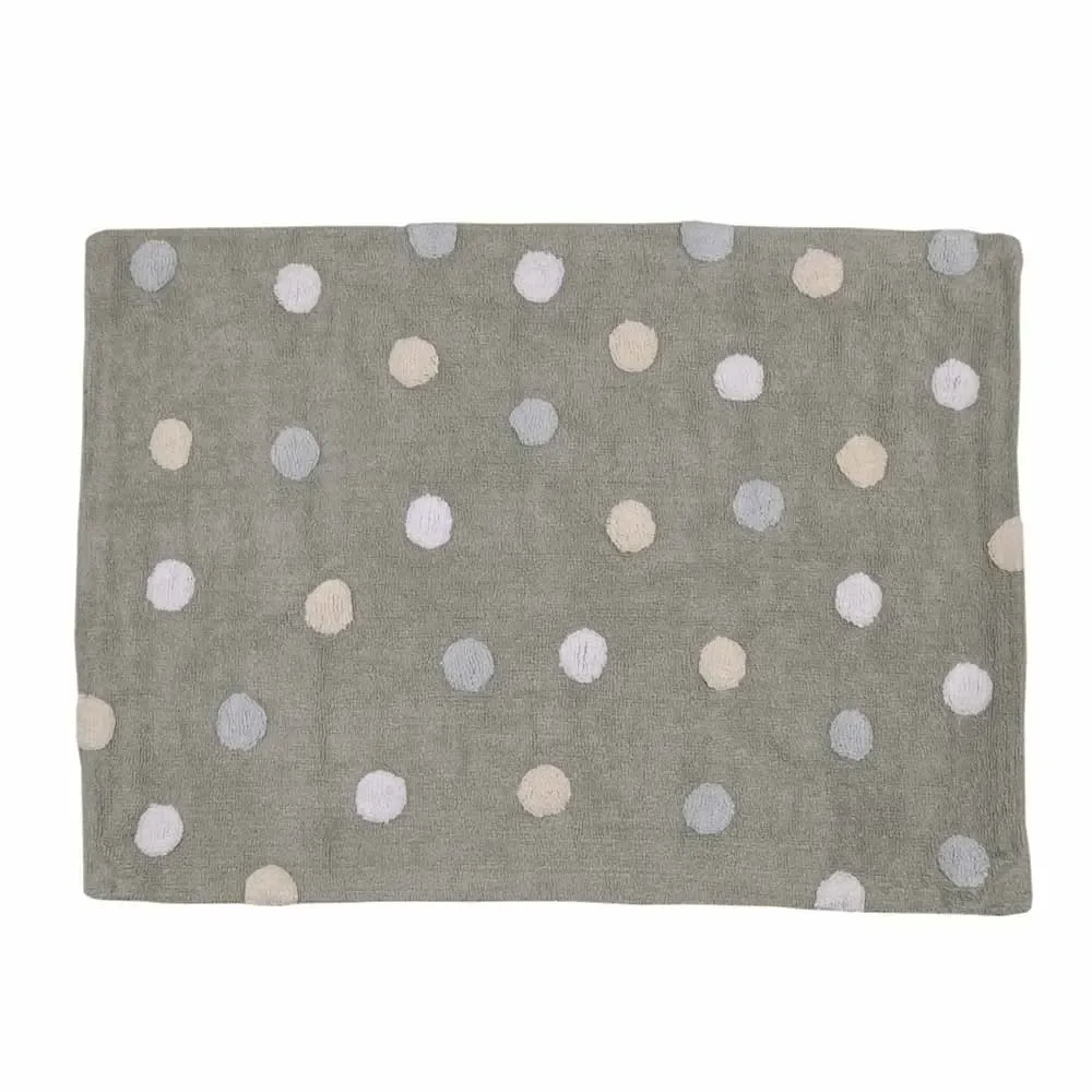 Lorena canals cotton carpet washable colored dots gray blue