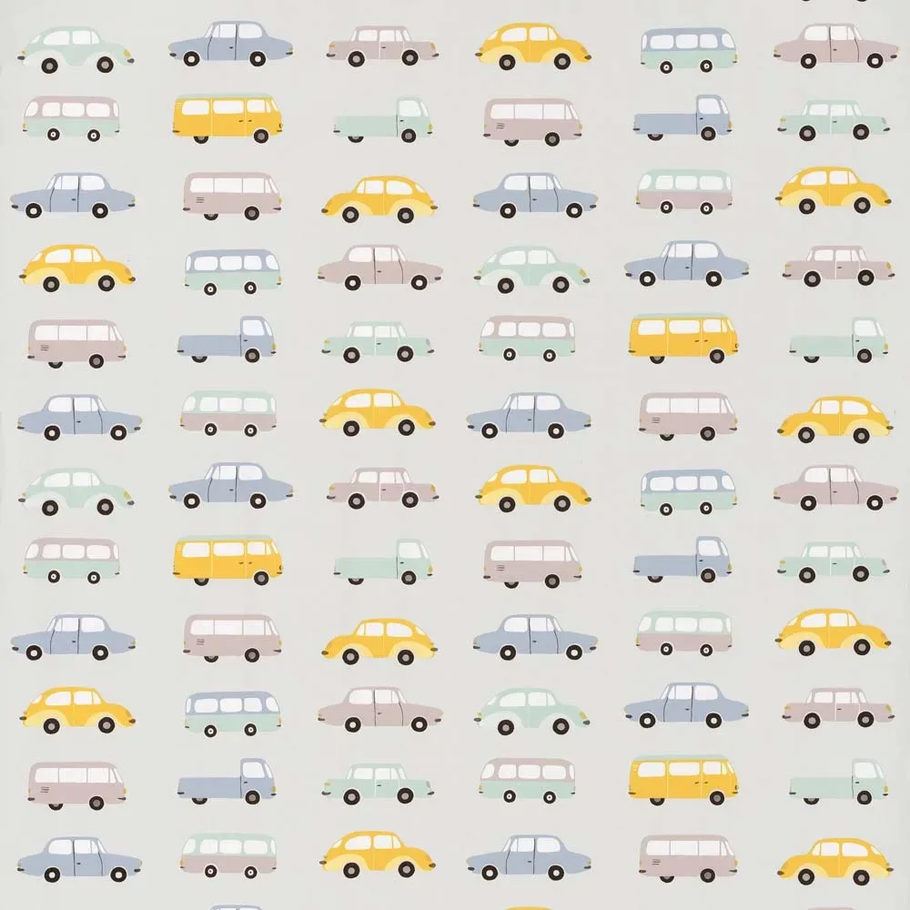 "Casadeco children's wallpaper Happy Dreams cars blue yellow image"
