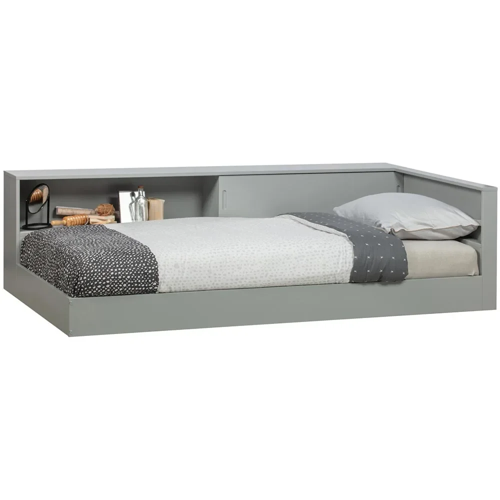 Wood cot with shelf gray
