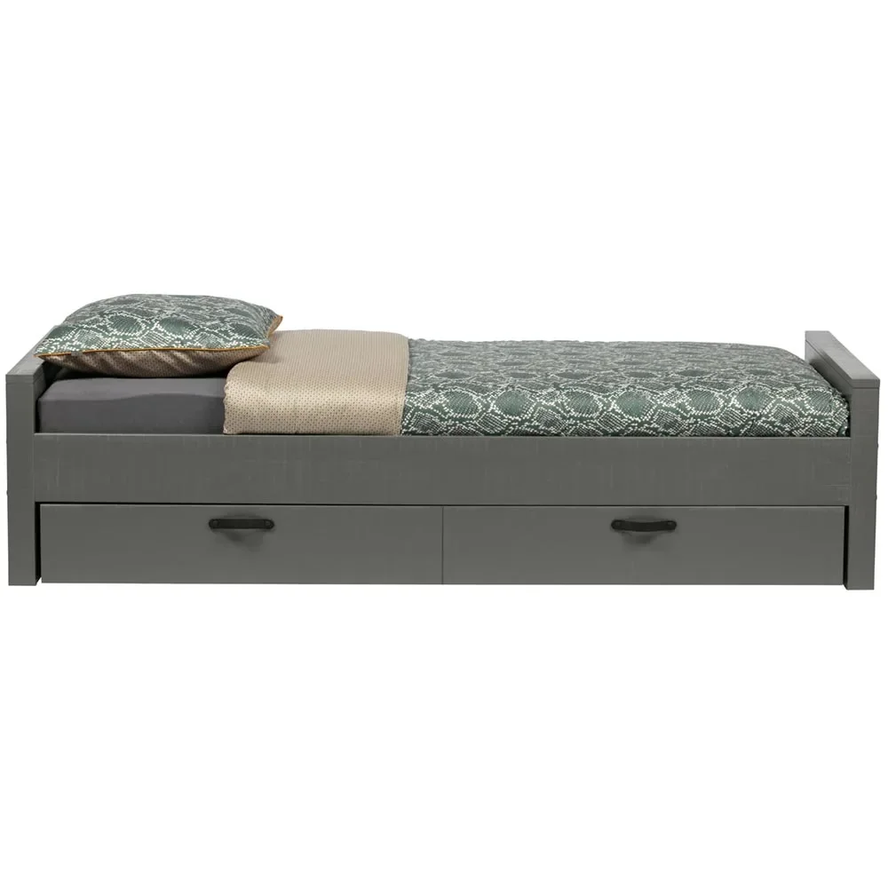 "Wood children's single bed Morris clay gray gray image"