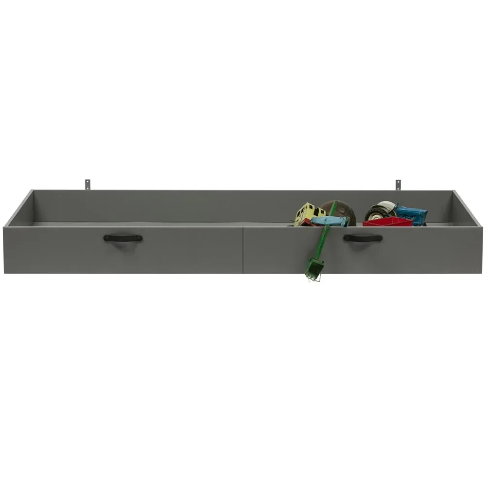 Wood bed drawer Morris clay gray