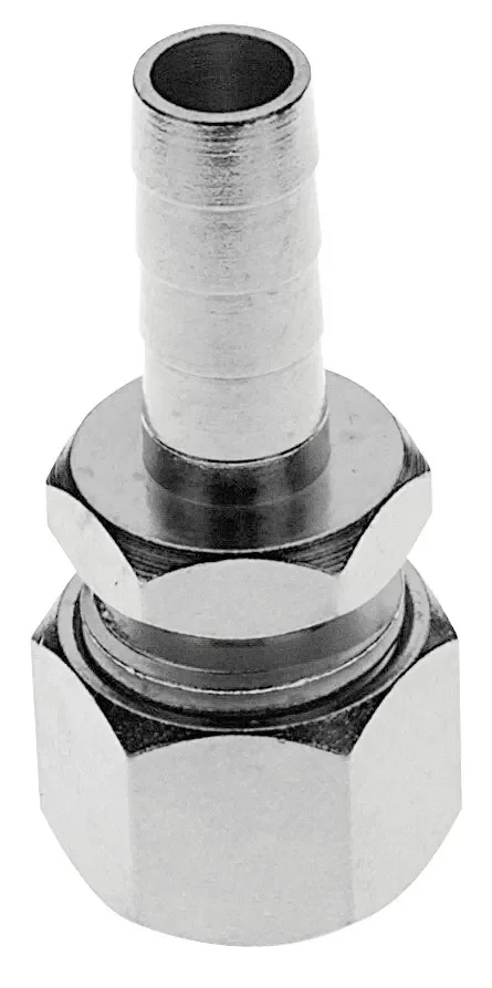 Crimp fitting with hose nozzle for beer hose NW 7 mm, stainless steel