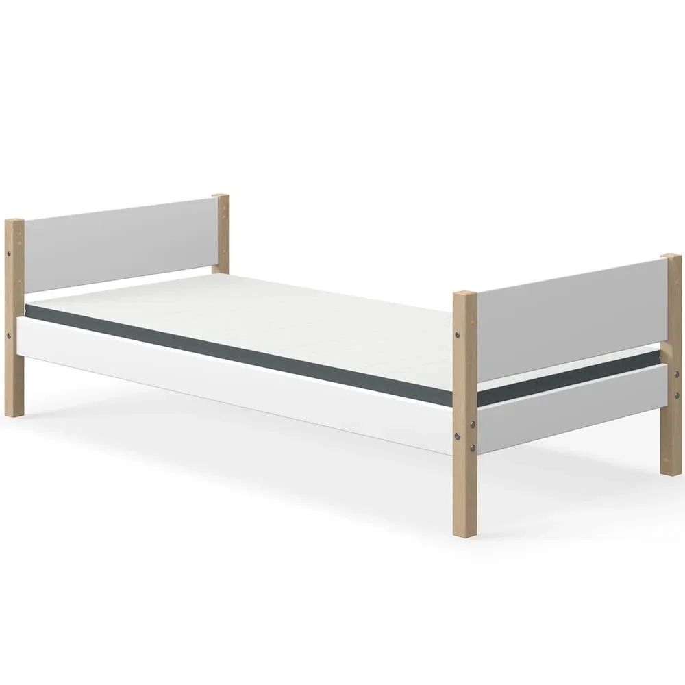 "Flexa nor single bed white / oak image"