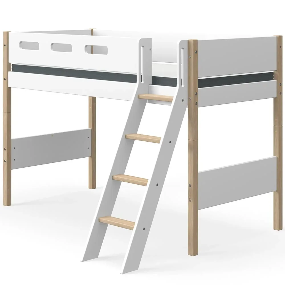 "Flexa Nor Mittelhohes Bed Ladder weird white / oak image"