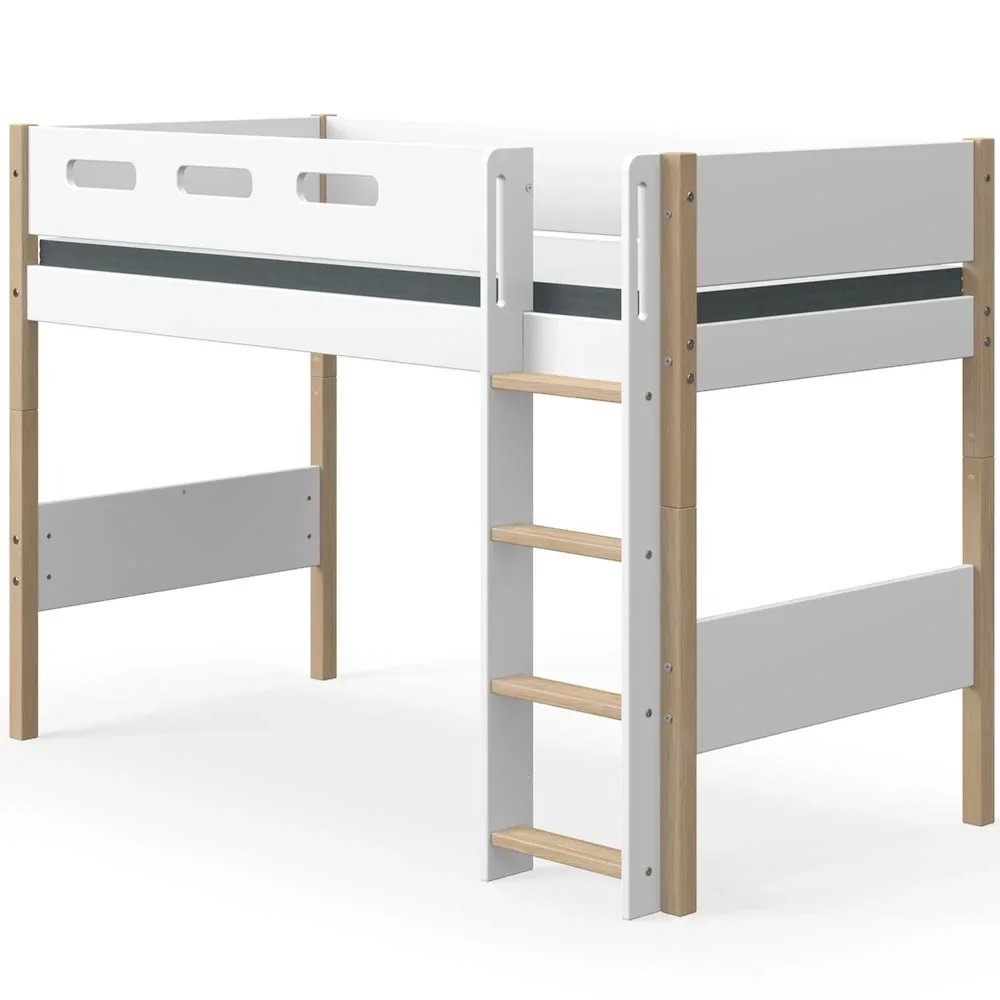 "Flexa Nor Mittelhohes Bed Ladder straight white / oak image"