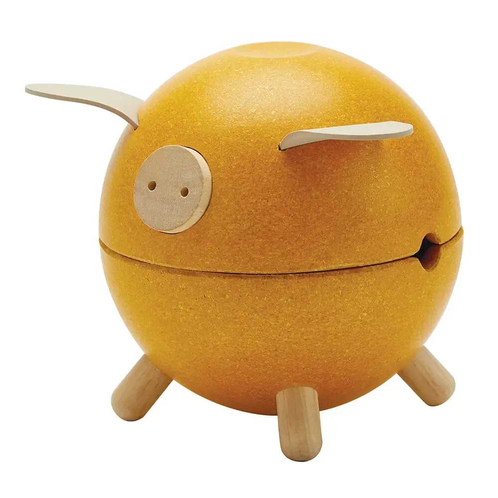 "Plan Toys Piggybar Wood yellow image"
