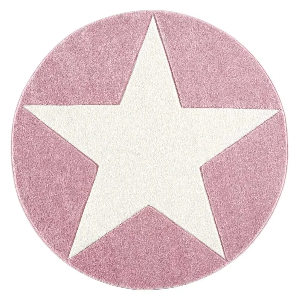 "Livone carpet star white on pink round, Carpet size: Ø 133 cm image"