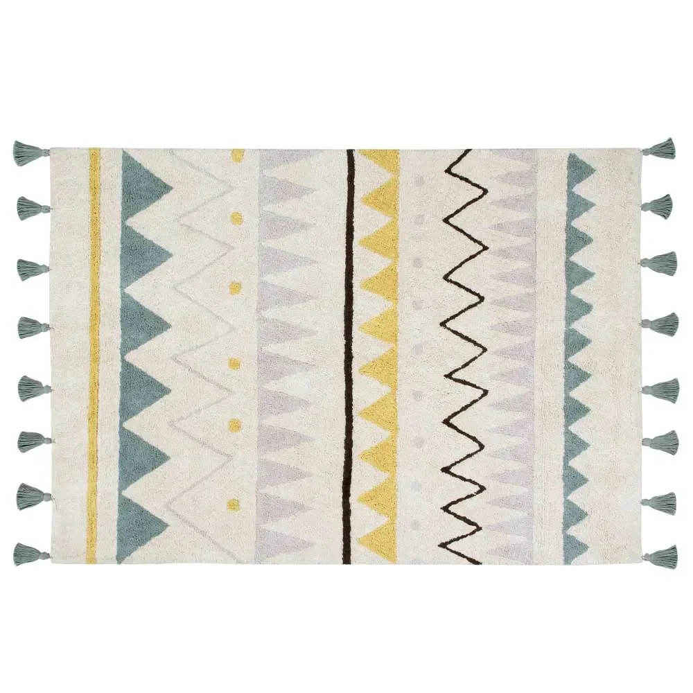 "Lorena Canals carpet aztec pattern nature smoke blue, Size: 120 x 160 cm image"